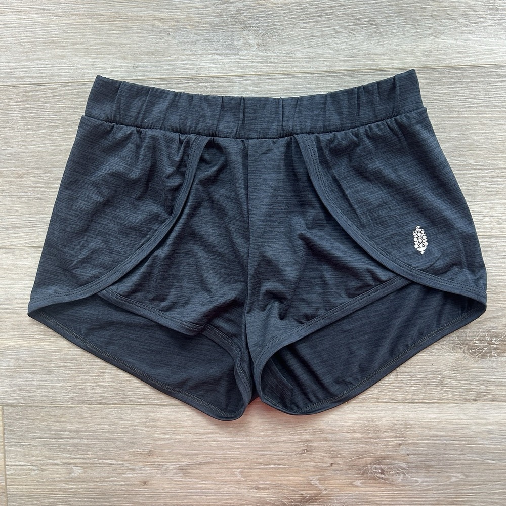 Free People Size Medium Beat Street Shorts Dark Gray Heathered Lounge Gym